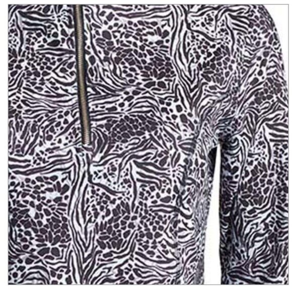 NILS Black Leopard Print Half Zip Base Layer Ski Top Small - Picture 2 of 6